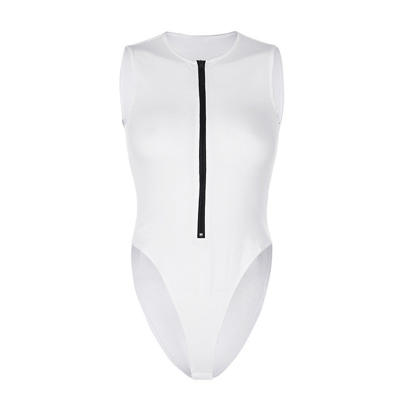Zipped Tight Bodysuit Women White